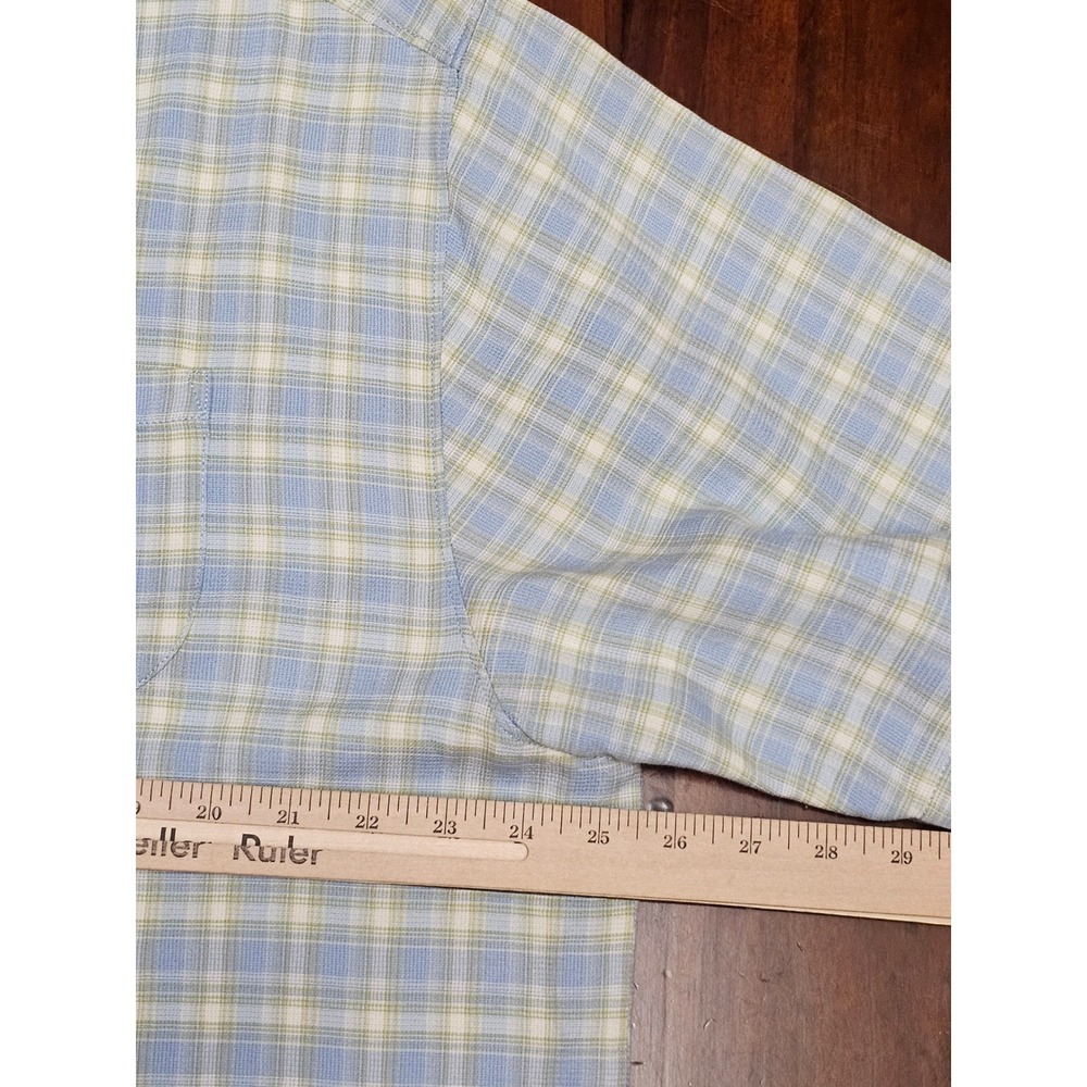 Tommy Bahama Silk Plaid Short Sleeve Button Up Shirt‎ Mens XL Blue Green - Picture 2 of 8